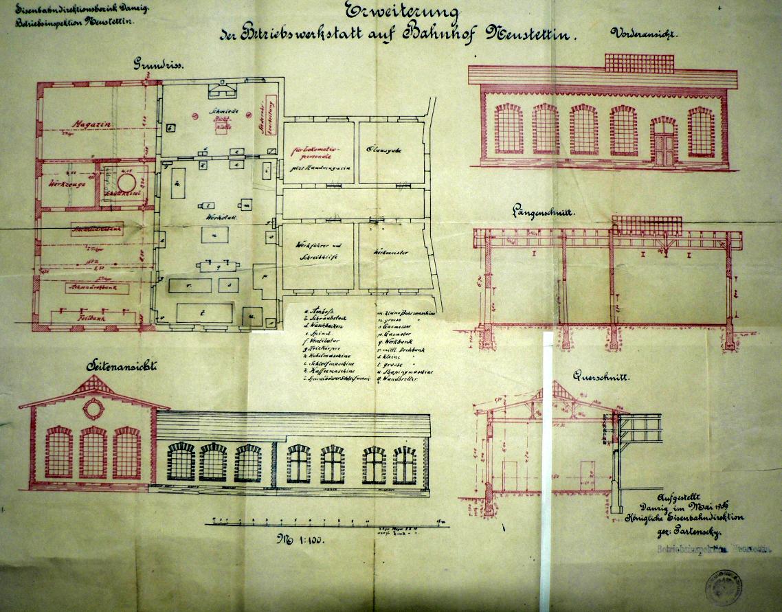 Plany rozbudowy parowozowni z roku 1905.